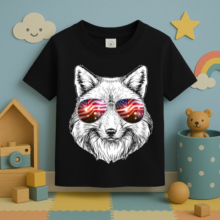 USA American Flag Fireworks Fox Toddler T-Shirt