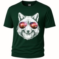 USA American Flag Fireworks Fox Cooling Performance Crew T-Shirt