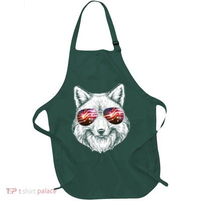 USA American Flag Fireworks Fox Full-Length Apron With Pockets