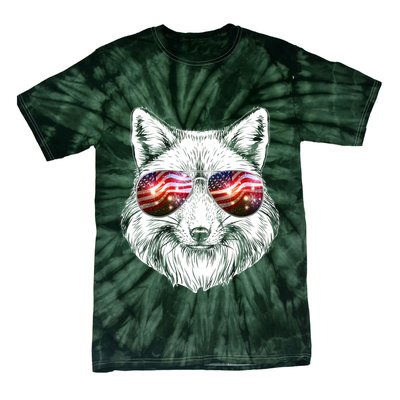 USA American Flag Fireworks Fox Tie-Dye T-Shirt