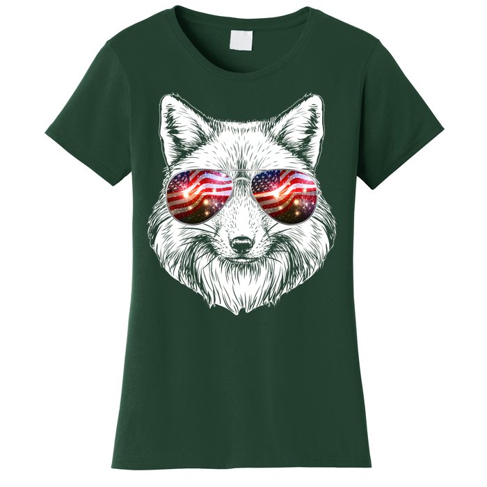 USA American Flag Fireworks Fox Women's T-Shirt