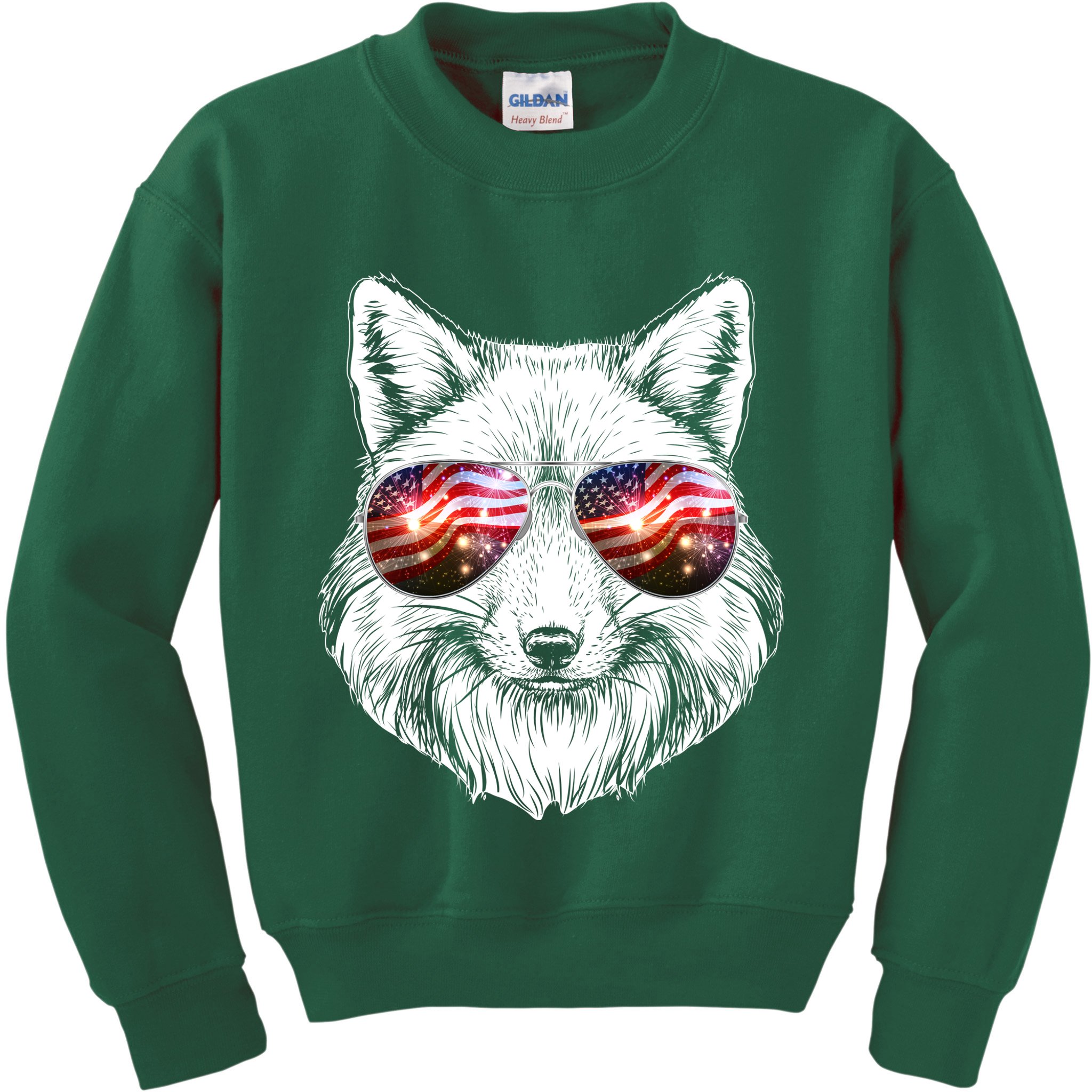 USA American Flag Fireworks Fox Kids Sweatshirt