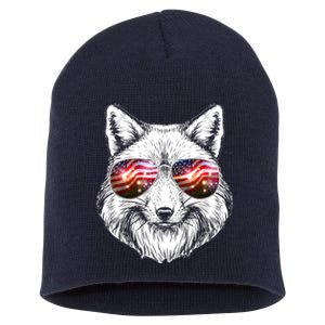 USA American Flag Fireworks Fox Short Acrylic Beanie