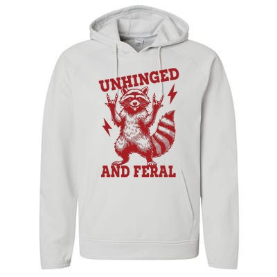 Unhinged And Feral Raccoon Performance Fleece Hoodie