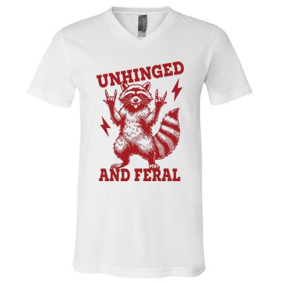 Unhinged And Feral Raccoon V-Neck T-Shirt