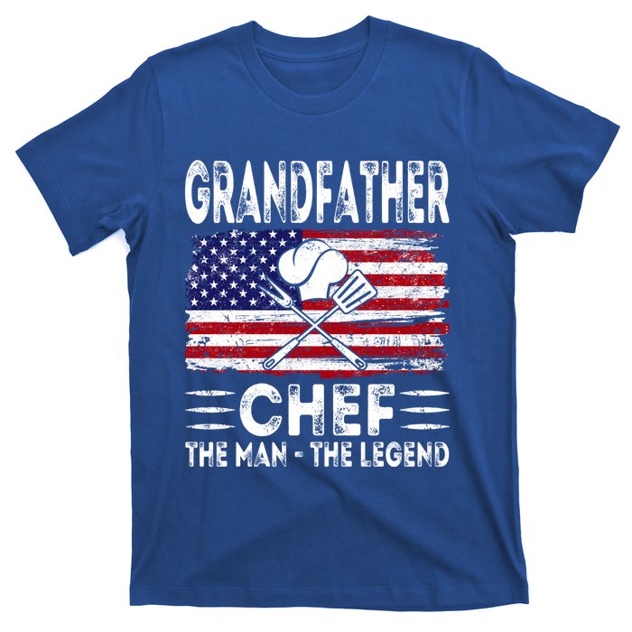 Usa American Flag Grandfather Chef The The Legend Gift T-Shirt