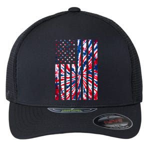 USA American Flag Red White Blue Tie Dye Flexfit Unipanel Trucker Cap