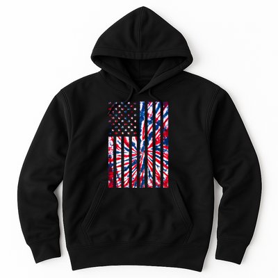 USA American Flag Red White Blue Tie Dye Hoodie