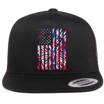 USA American Flag Red White Blue Tie Dye Flatbill Hat