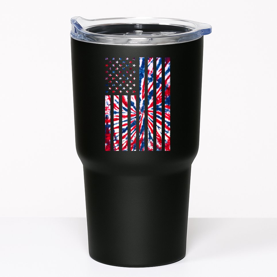 USA American Flag Red White Blue Tie Dye Tumbler