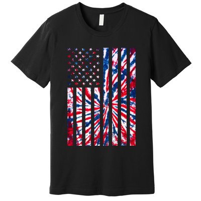 USA American Flag Red White Blue Tie Dye Premium T-Shirt