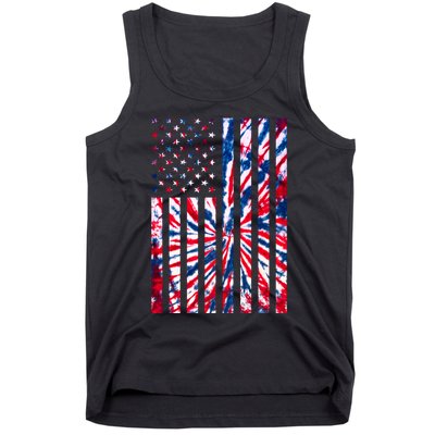 USA American Flag Red White Blue Tie Dye Tank Top