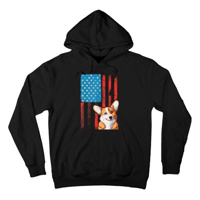 USA American Flag Patriotic Dog Corgi Hoodie