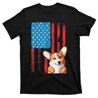 USA American Flag Patriotic Dog Corgi T-Shirt