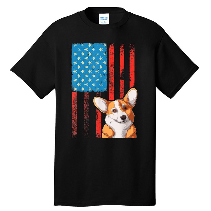 USA American Flag Patriotic Dog Corgi Tall T-Shirt