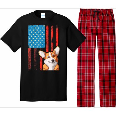 USA American Flag Patriotic Dog Corgi Pajama Set