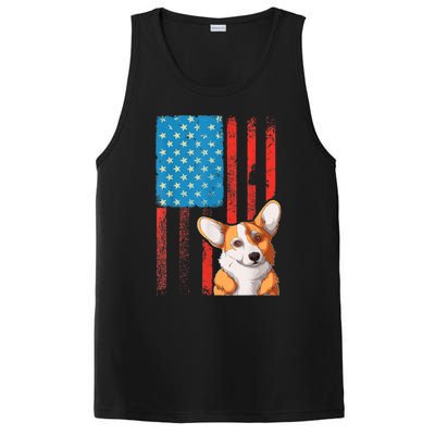 USA American Flag Patriotic Dog Corgi PosiCharge Competitor Tank