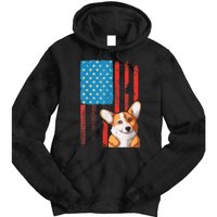 USA American Flag Patriotic Dog Corgi Tie Dye Hoodie