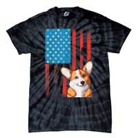 USA American Flag Patriotic Dog Corgi Tie-Dye T-Shirt