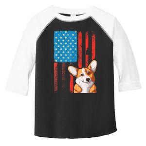 USA American Flag Patriotic Dog Corgi Toddler Fine Jersey T-Shirt