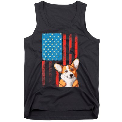 USA American Flag Patriotic Dog Corgi Tank Top