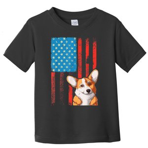 USA American Flag Patriotic Dog Corgi Toddler T-Shirt