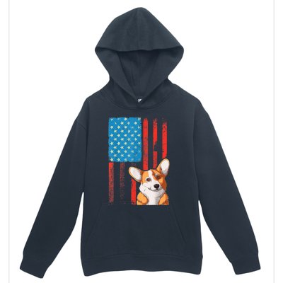 USA American Flag Patriotic Dog Corgi Urban Pullover Hoodie