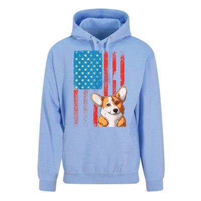 USA American Flag Patriotic Dog Corgi Unisex Surf Hoodie