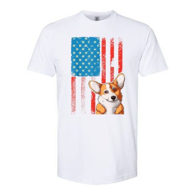 USA American Flag Patriotic Dog Corgi Softstyle CVC T-Shirt