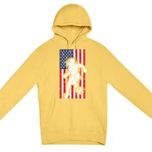 Usa American Flag Soccer Player Gift Graphic Funny Gift Premium Pullover Hoodie