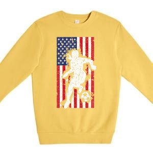 Usa American Flag Soccer Player Gift Graphic Funny Gift Premium Crewneck Sweatshirt