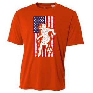 Usa American Flag Soccer Player Gift Graphic Funny Gift Cooling Performance Crew T-Shirt