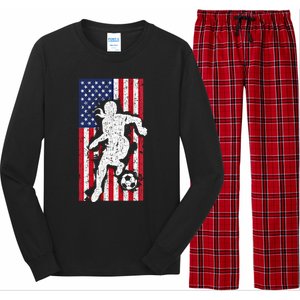 Usa American Flag Soccer Player Gift Graphic Funny Gift Long Sleeve Pajama Set