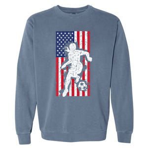 Usa American Flag Soccer Player Gift Graphic Funny Gift Garment-Dyed Sweatshirt