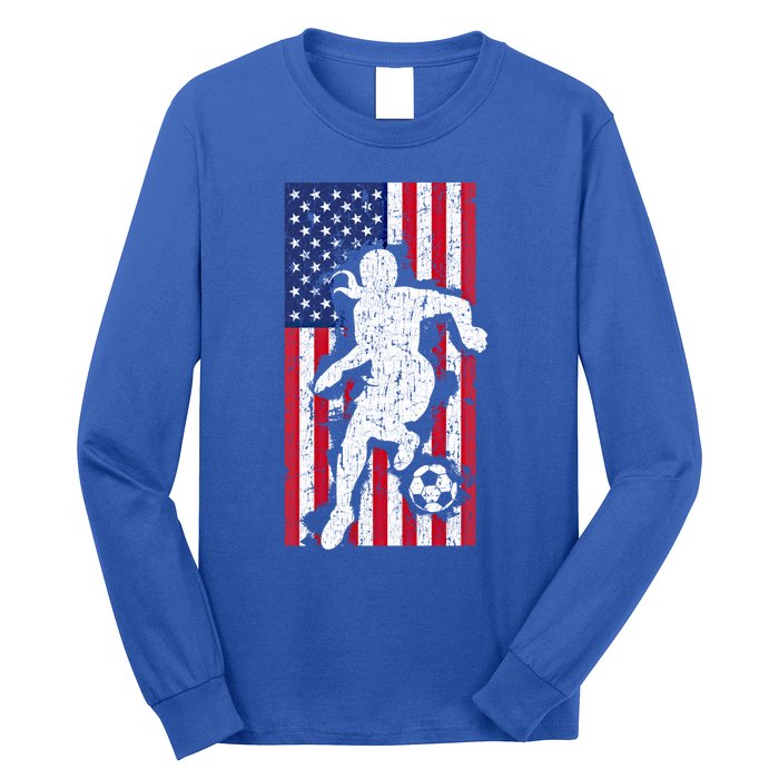 Usa American Flag Soccer Player Gift Graphic Funny Gift Long Sleeve Shirt