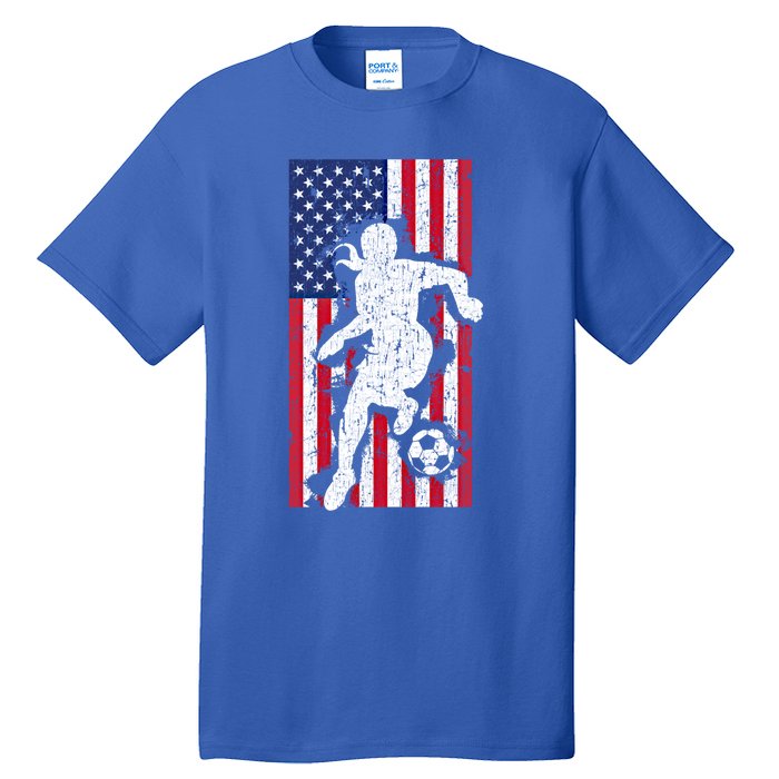 Usa American Flag Soccer Player Gift Graphic Funny Gift Tall T-Shirt