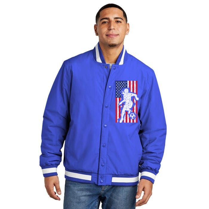 Usa American Flag Soccer Player Gift Graphic Funny Gift Insulated Varsity Jacket