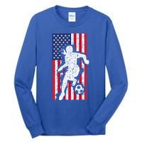 Usa American Flag Soccer Player Gift Graphic Funny Gift Tall Long Sleeve T-Shirt