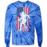 Usa American Flag Soccer Player Gift Graphic Funny Gift Tie-Dye Long Sleeve Shirt