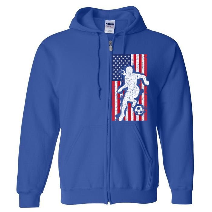 Usa American Flag Soccer Player Gift Graphic Funny Gift Full Zip Hoodie