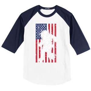 Usa American Flag Soccer Player Gift Graphic Funny Gift Baseball Sleeve Shirt