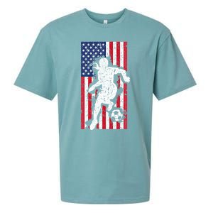 Usa American Flag Soccer Player Gift Graphic Funny Gift Sueded Cloud Jersey T-Shirt