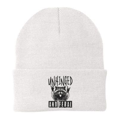 Unhinged And Feral Raccoon Design For Animal Lovers Knit Cap Winter Beanie