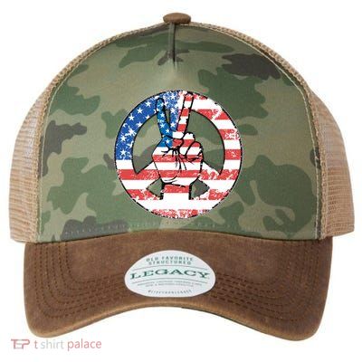 USA American Flag Peace Sign Symbol Legacy Tie Dye Trucker Hat