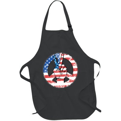 USA American Flag Peace Sign Symbol Apron
