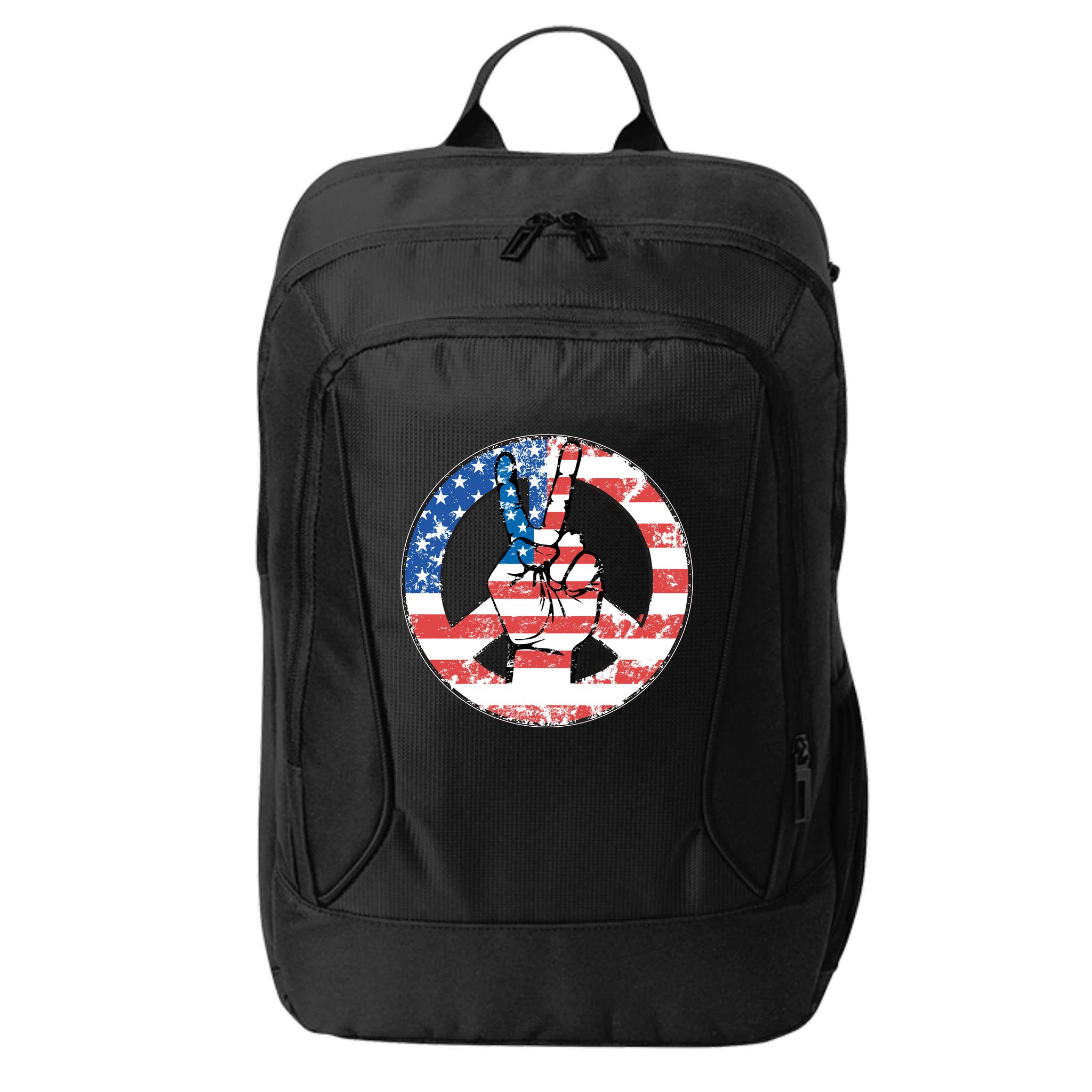 USA American Flag Peace Sign Symbol City Backpack