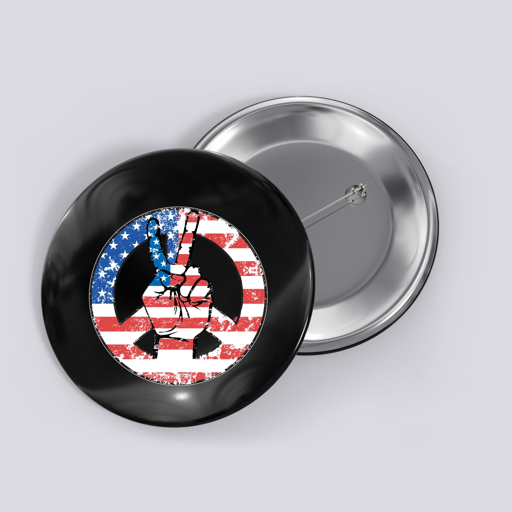 USA American Flag Peace Sign Symbol Button