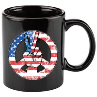 USA American Flag Peace Sign Symbol 11oz C Handle Ceramic Mug