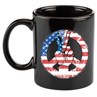 USA American Flag Peace Sign Symbol 11oz C Handle Ceramic Mug