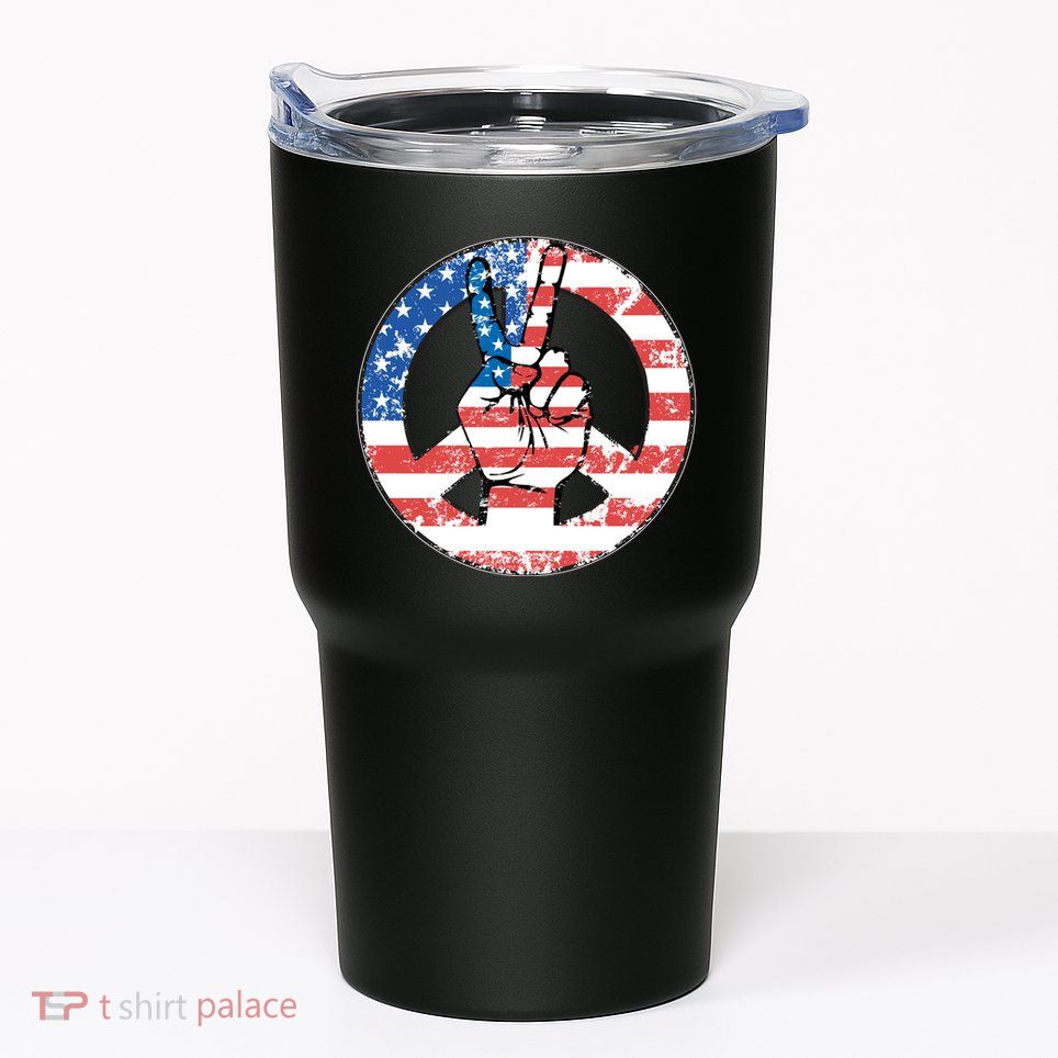 USA American Flag Peace Sign Symbol Tumbler